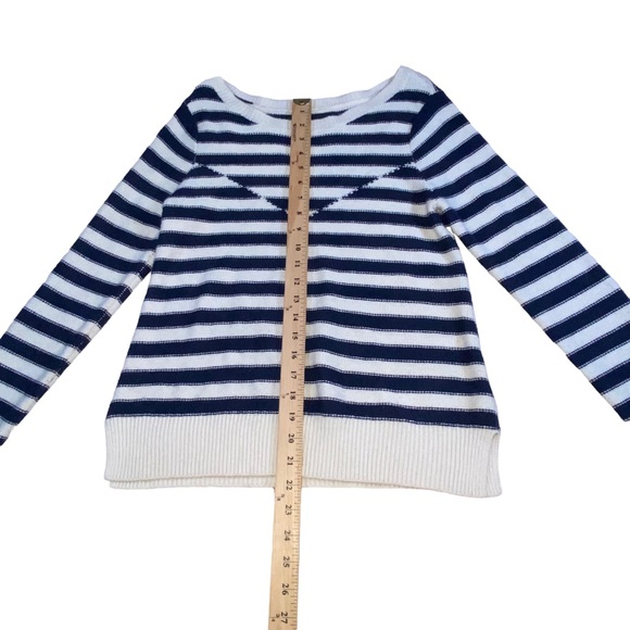 American Eagle Wool Blend Navy Cream Striped Sweater - Women’s Medium - Picture 4 of 15